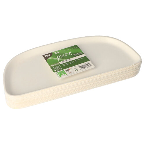8 x 24 Teller 1/2, Zuckerrohr "pure" 1,3 cm x 30 cm x 13,5 cm weiss "Belle Vie, Ligne Carrée"