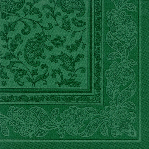 5 x 50 Servietten "ROYAL Collection" 1/4-Falz 40 cm x 40 cm dunkelgrün "Ornaments"