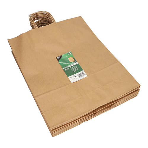 10 x 25 Tragetaschen, Papier 40 cm x 32 cm x 12 cm braun mit gedrehtem Tragegriff
