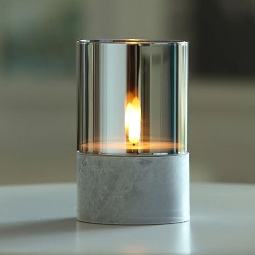 6 x LED-Kerze Ø 8 cm · 12,5 cm grau "Gracia" mittel