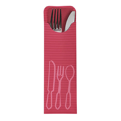 5 x 100 Bestecktaschen 23,5 cm x 7,3 cm bordeaux inklusive farbiger Bistro Serviette