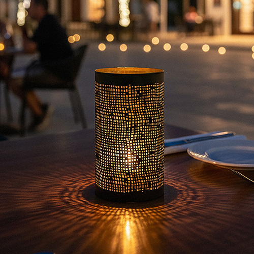 6 x 4 Kerzenhalter Ø 8 cm · 15 cm schwarz/gold "Ibiza"