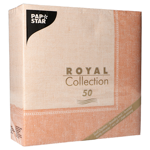 5 x 50 Servietten "ROYAL Collection" 1/4-Falz 40 cm x 40 cm terracotta "Linum"