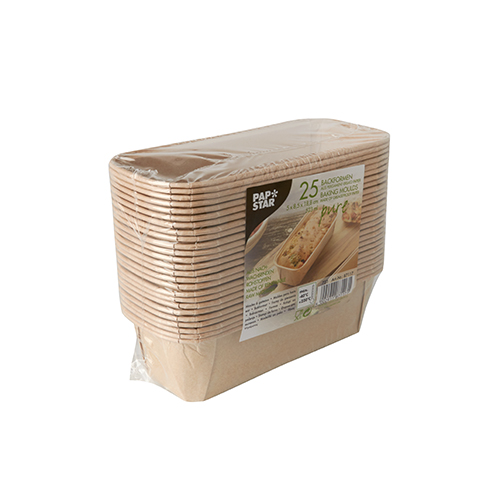 8 x 25 Backformen "pure" eckig 523 ml 5 cm x 8,5 cm x 18,8 cm braun