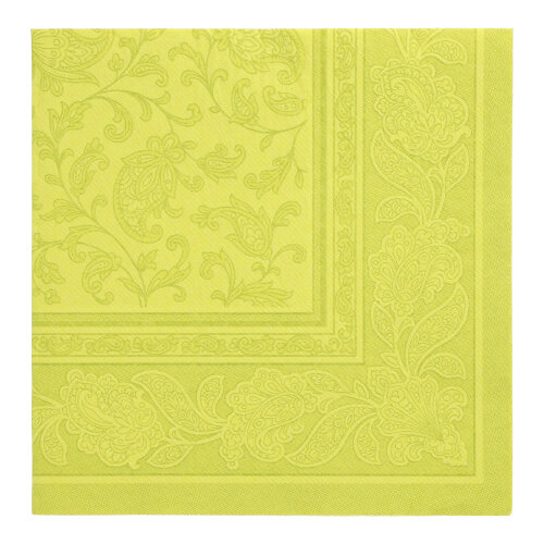 5 x 50 Servietten "ROYAL Collection" 1/4-Falz 40 cm x 40 cm limonengrün "Ornaments"