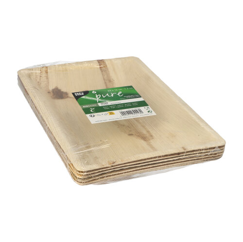 10 x 6 Teller Palmblatt "pure" eckig 3 cm x 23 cm x 16 cm natur