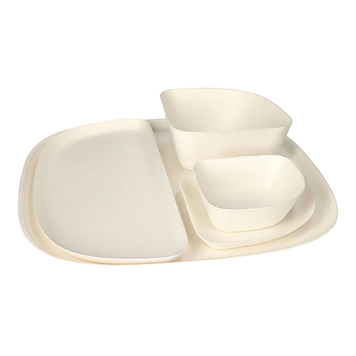 8 x 24 Teller 1/2, Zuckerrohr "pure" 1,3 cm x 30 cm x 13,5 cm weiss "Belle Vie, Ligne Carrée"