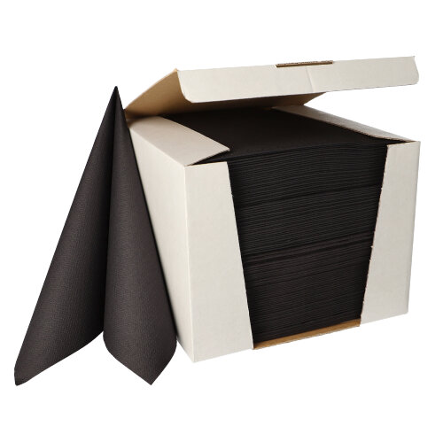 1 x 100 Servietten "ROYAL Collection" 1/4-Falz 40 cm x 40 cm tiefschwarz