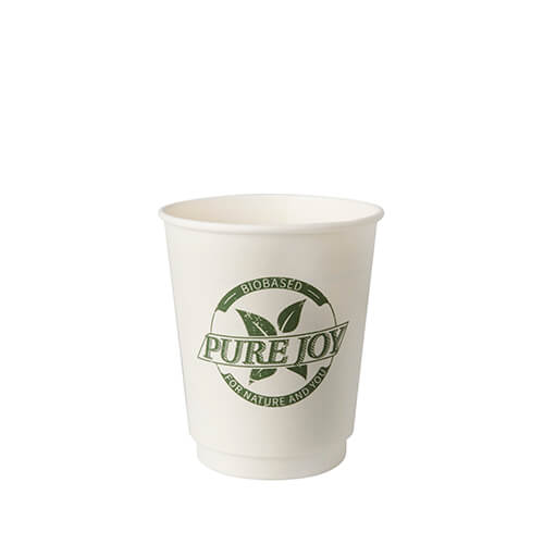 24 x 20 Kaffeebecher to Go, Pappe 0,2 l Ø 8 cm · 9 cm weiss "Pure Joy" doppelwandig