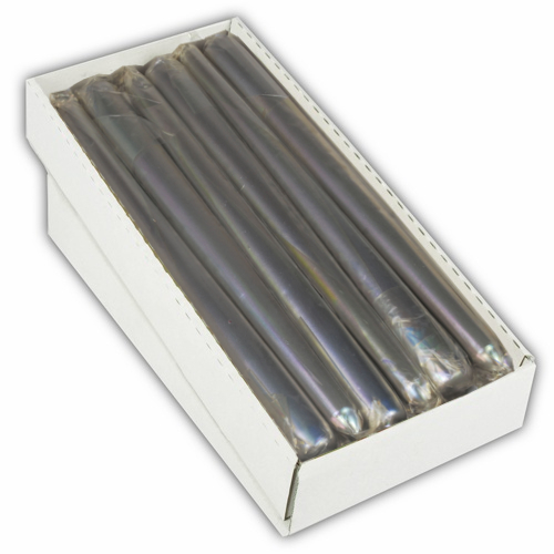 12 x Leuchterkerze Ø 2,2 cm · 25 cm silber einzeln cellophaniert