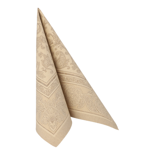 5 x 50 Servietten "ROYAL Collection" 1/4-Falz 40 cm x 40 cm sand "Ornaments"