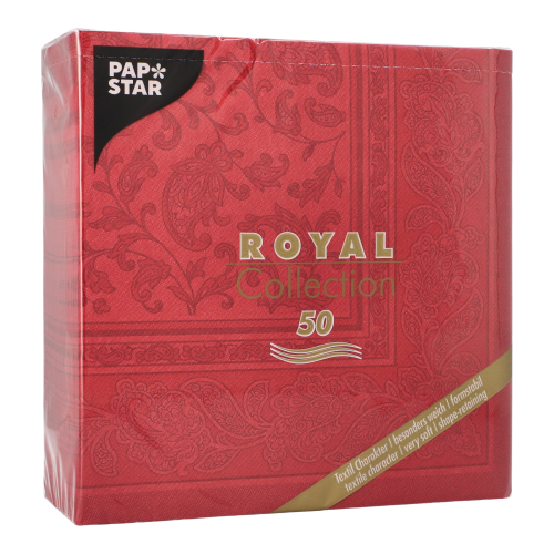 5 x 50 Servietten "ROYAL Collection" 1/4-Falz 40 cm x 40 cm bordeaux "Ornaments"