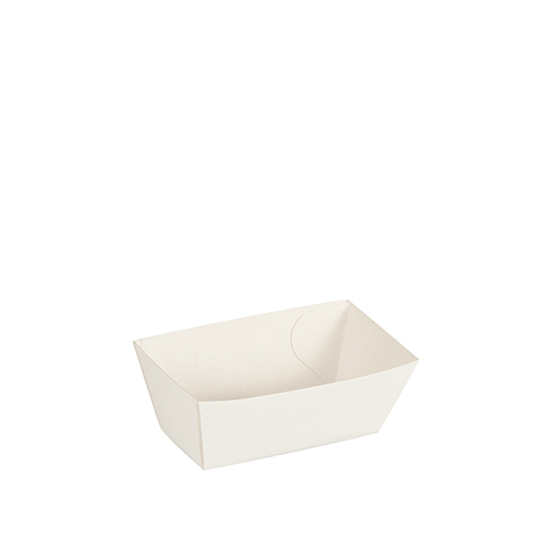 14 x 50 Saucentrays, Pappe "pure" 3,5 cm x 3 cm x 7 cm weiss "Good Food"