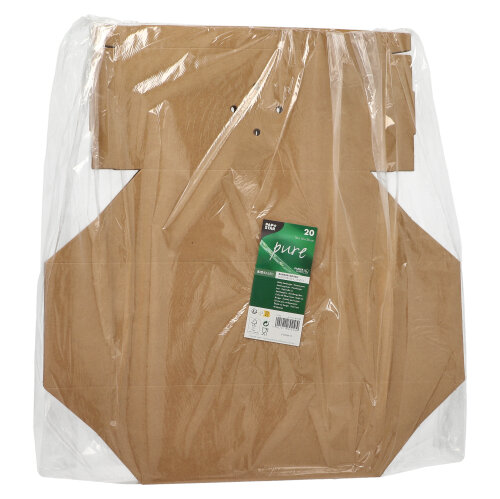 10 x 20 Burgerboxen, Pappe "pure" 10 cm x 13 cm x 25 cm braun faltbar, groß