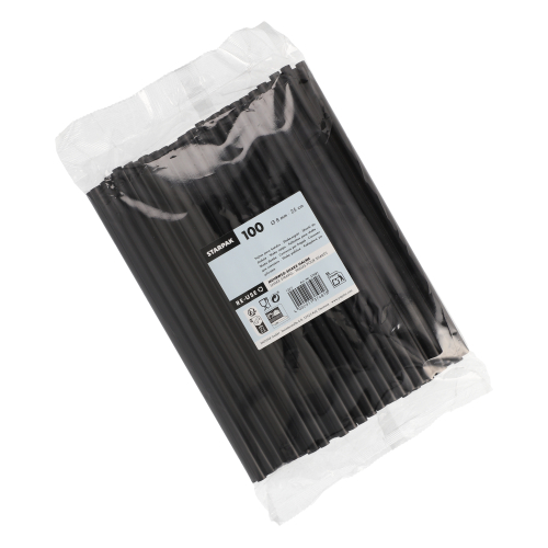 12 x 100 Mehrweg-Shake-Halme PP Ø 8 mm · 25 cm schwarz