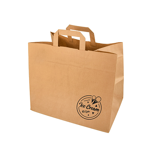 8 x 50 Tragetaschen, Papier 27 cm x 32 cm x 17 cm braun "Icelove" mit Tragegriff