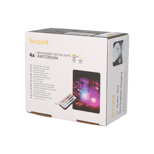 8 x 4 LED-Teelichte Nachfüllpack Ø 4 cm · 5 cm farbig "Amsterdam" Leuchtdauer 12-40h