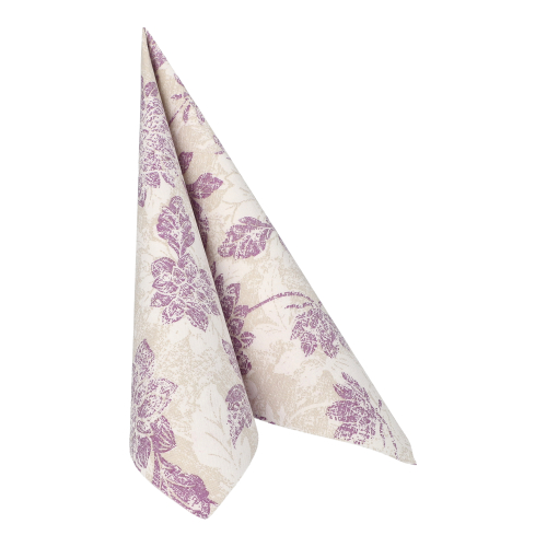 5 x 50 Servietten "ROYAL Collection" 1/4-Falz 40 cm x 40 cm lila "Flowers"