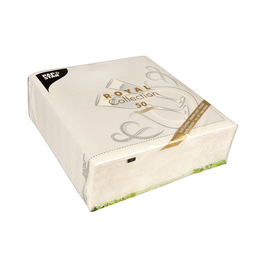 5 x 50 Servietten "ROYAL Collection" 1/4-Falz 40 cm x 40 cm silber "Festive Moments"