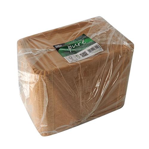 2 x 250 Pappteller "pure" eckig 16,5 cm x 23 cm braun