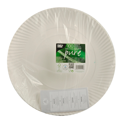 2 x 100 Pappteller "pure" rund Ø 32 cm · 2 cm weiss