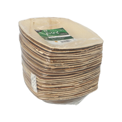 4 x 25 Schalen Palmblatt "pure" 350 ml 4,5 cm x 17 cm x 17 cm natur "QUADRATO"
