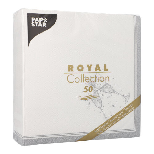 5 x 50 Servietten "ROYAL Collection" 1/4-Falz 40 cm x 40 cm silber "Festivities"