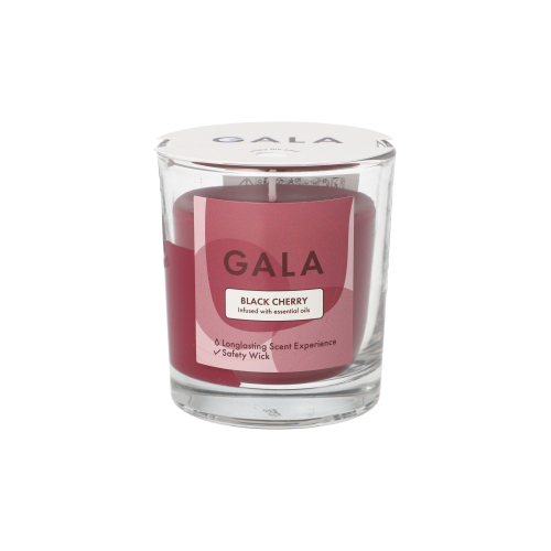6 x "GALA" Duftkerze im Glas Ø 70 mm · 77 mm bordeaux - Black Cherry "Mini Nutella"