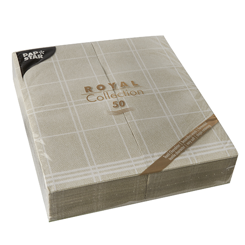5 x 50 Servietten "ROYAL Collection" 1/6-Falz 48 cm x 33 cm sand "Kitchen Craft"