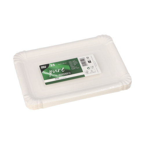 15 x 25 Pappteller "pure" eckig 16,5 cm x 23 cm weiss