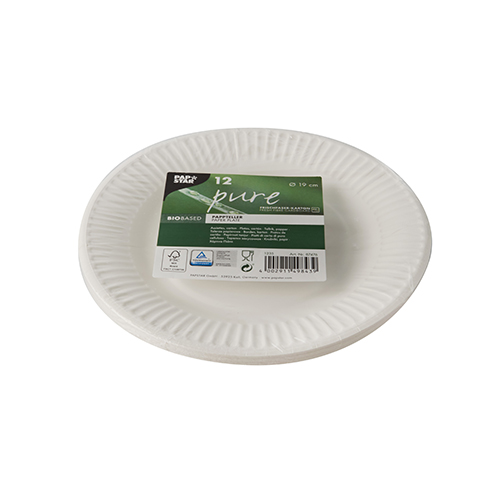 25 x 12 Pappteller "pure" rund Ø 19 cm weiss