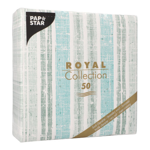 5 x 50 Servietten "ROYAL Collection" 1/4-Falz 40 cm x 40 cm dunkelgrün "Stripes"