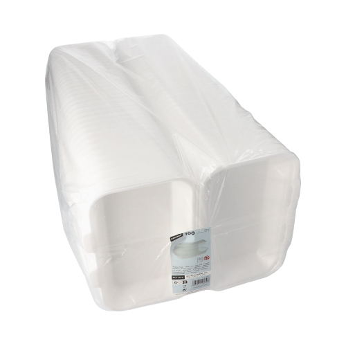 4 x 100 Allzweckboxen mit Klappdeckel, XPS 1800 ml 7,5 cm x 24 cm x 13,3 cm weiss