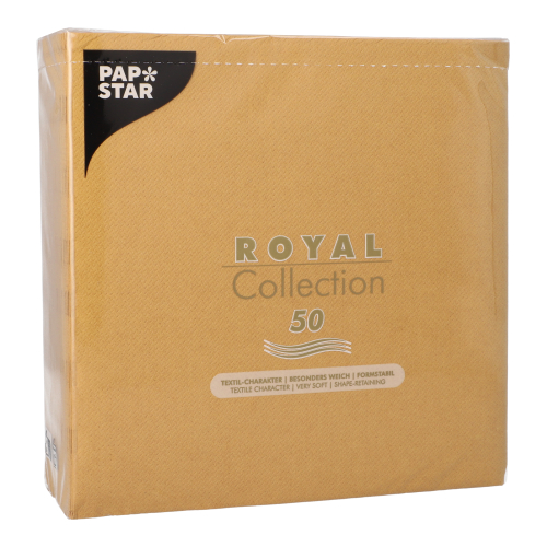 5 x 50 Servietten "ROYAL Collection" 1/4-Falz 40 cm x 40 cm mustard