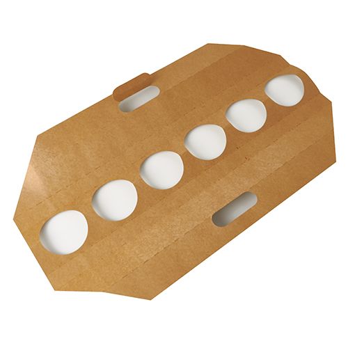 5 x 30 Tragetabletts, Pappe "pure" 12 cm x 9,5 cm x 62 cm braun für 6 Trinkbecher