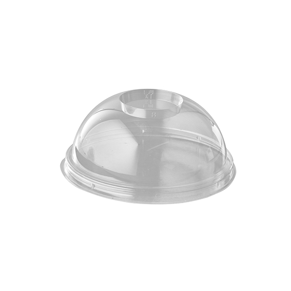 20 x 100 Dom-Deckel, PLA "pure" rund Ø 9,5 cm · 4,5 cm glasklar ohne Lochung