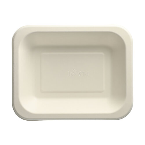 6 x 100 Siegelschalen, Zuckerrohr 900 ml 4,2 cm x 18,5 cm x 23,5 cm weiss