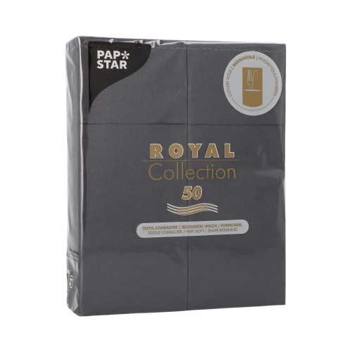 6 x 50 Servietten "ROYAL Collection" 40 cm x 30 cm schwarz mit Besteckfalz