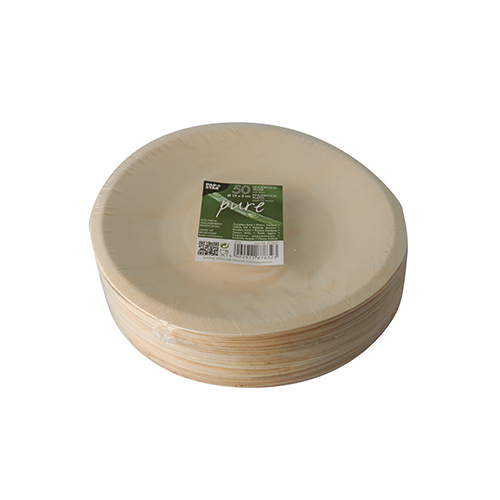 10 x 50 Fingerfood - Teller, Holz "pure" rund Ø 19 cm · 2 cm