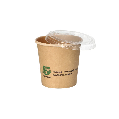 20 x 50 Portionsbecher, Pappe 90 ml Ø 6 cm · 5,8 cm braun "100% Fair"