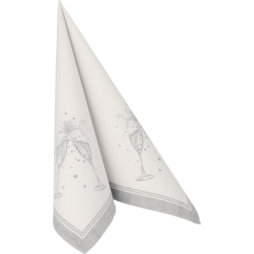 5 x 50 Servietten "ROYAL Collection" 1/4-Falz 40 cm x 40 cm silber "Festivities"
