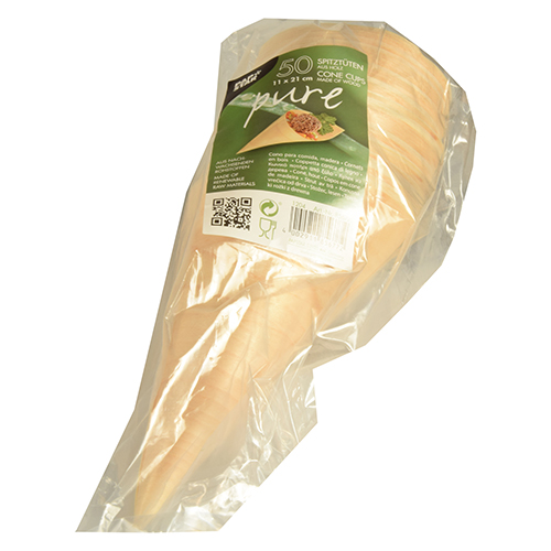 10 x 50 Fingerfood - Spitztüten, Holz "pure" Ø 11 cm · 21 cm