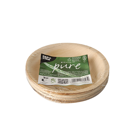 10 x 6 Schalen, Palmblatt "pure" rund 200 ml Ø 13 cm · 3 cm