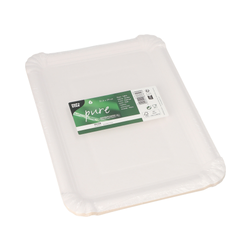 20 x 6 Pappteller "pure" eckig 21,5 cm x 29 cm weiss