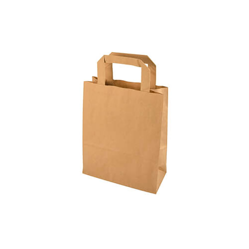 8 x 50 Tragetaschen, Papier 22 cm x 18 cm x 10 cm braun mit Tragegriff