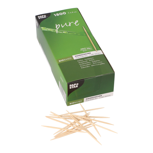 10 x 1800 Zahnstocher, Holz "pure" rund 6,8 cm