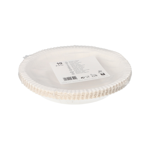 15 x 10 Schalen, Pappe rund Ø 19 cm · 2,4 cm weiss