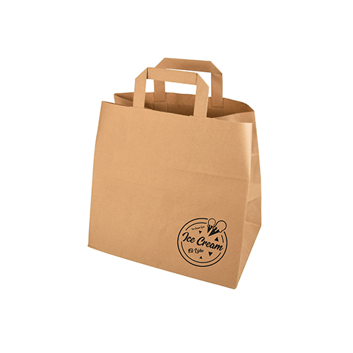 8 x 50 Tragetaschen, Papier 25 cm x 26 cm x 17 cm braun "Icelove" mit Tragegriff