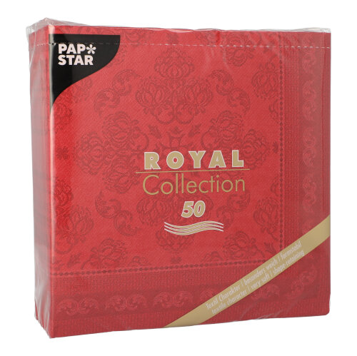 5 x 50 Servietten "ROYAL Collection" 1/4-Falz 40 cm x 40 cm bordeaux "Arabesque"