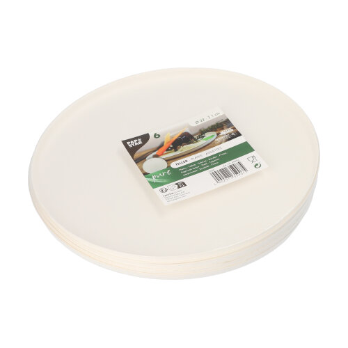 14 x 6 Teller Zuckerrohr "pure" rund Ø 22 cm · 1 cm weiss "Cella"